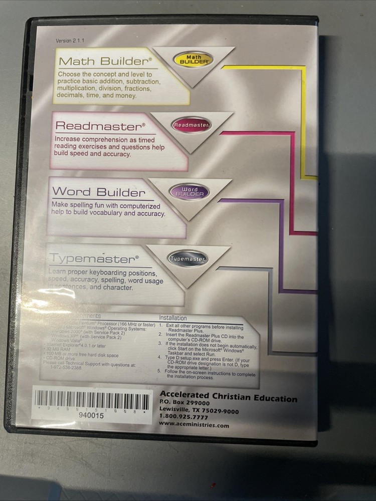 READMASTER PLUS - MATH BUILDER / WORD BUILDER / TYPE MASTER / READ MASTER CD ROM
