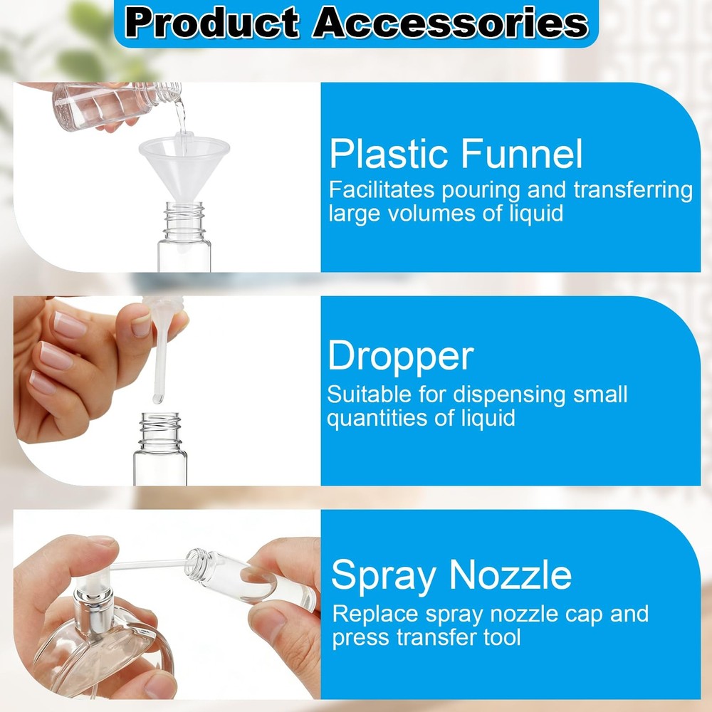 8ml Travel Perfume Atomizer Refillable Empty 3pc Portable Cologne Spray Bottle