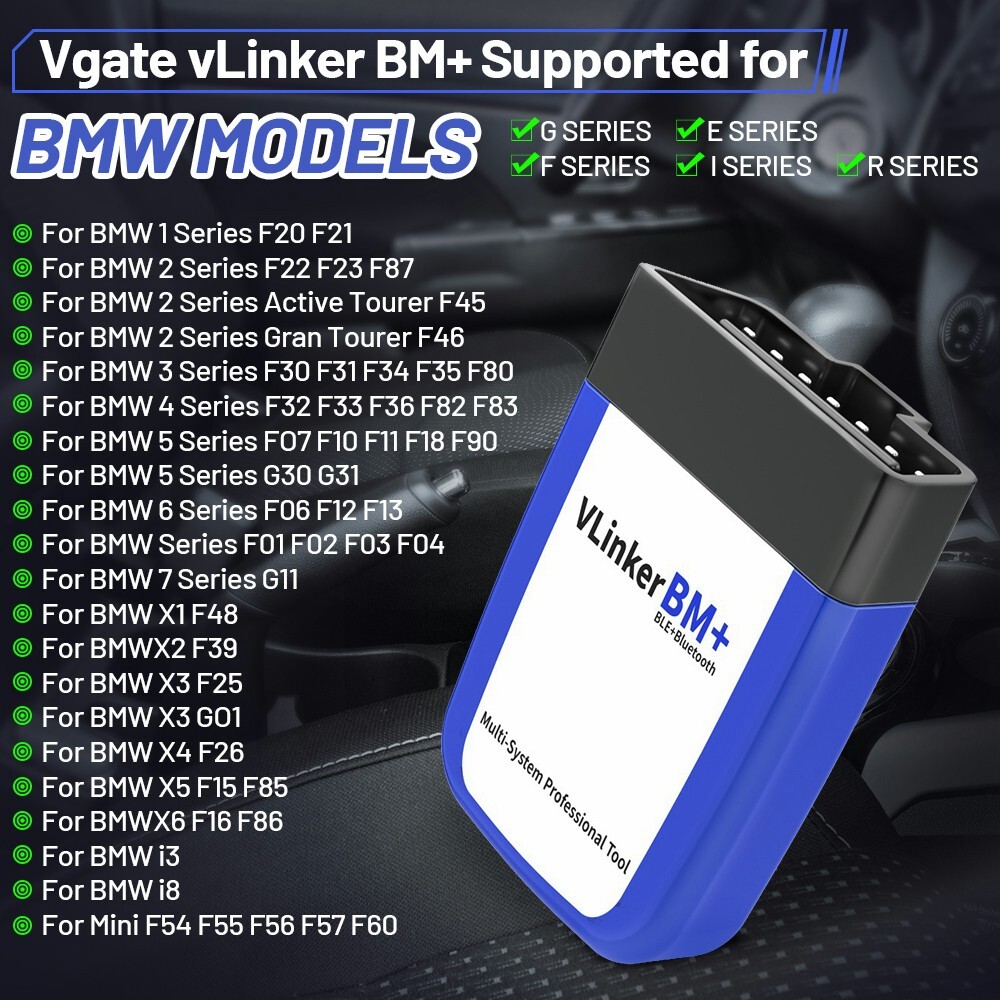 Vgate vLinker BM+ BT 4.0 OBD2 Diagnostic Scanner Tool BIMMERCODE For IOS Android