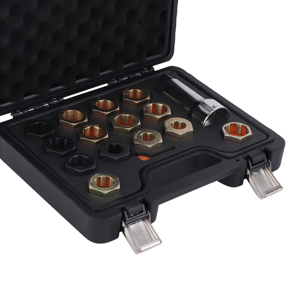 16-Piece Axle Spindle Thread Chaser Set, Thread Rethreading Restorer Tool Metric