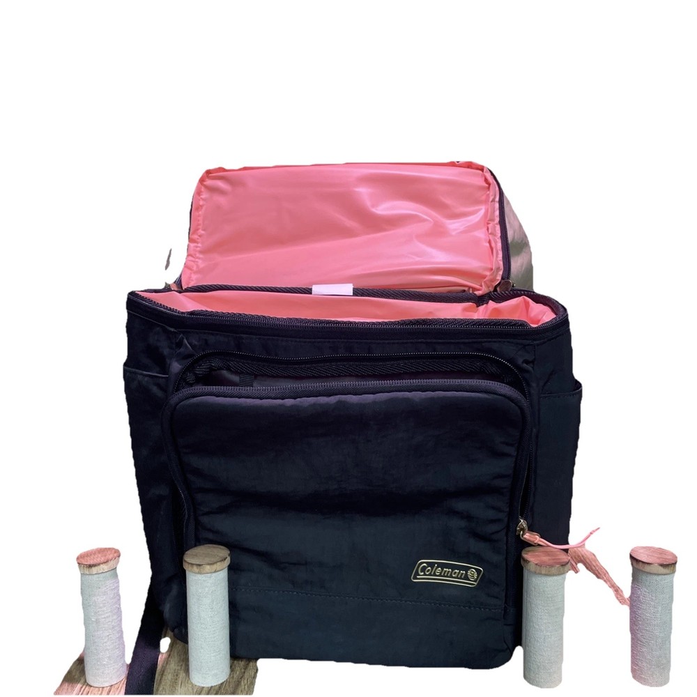 This is a Coleman soft-sided backpack cooler.