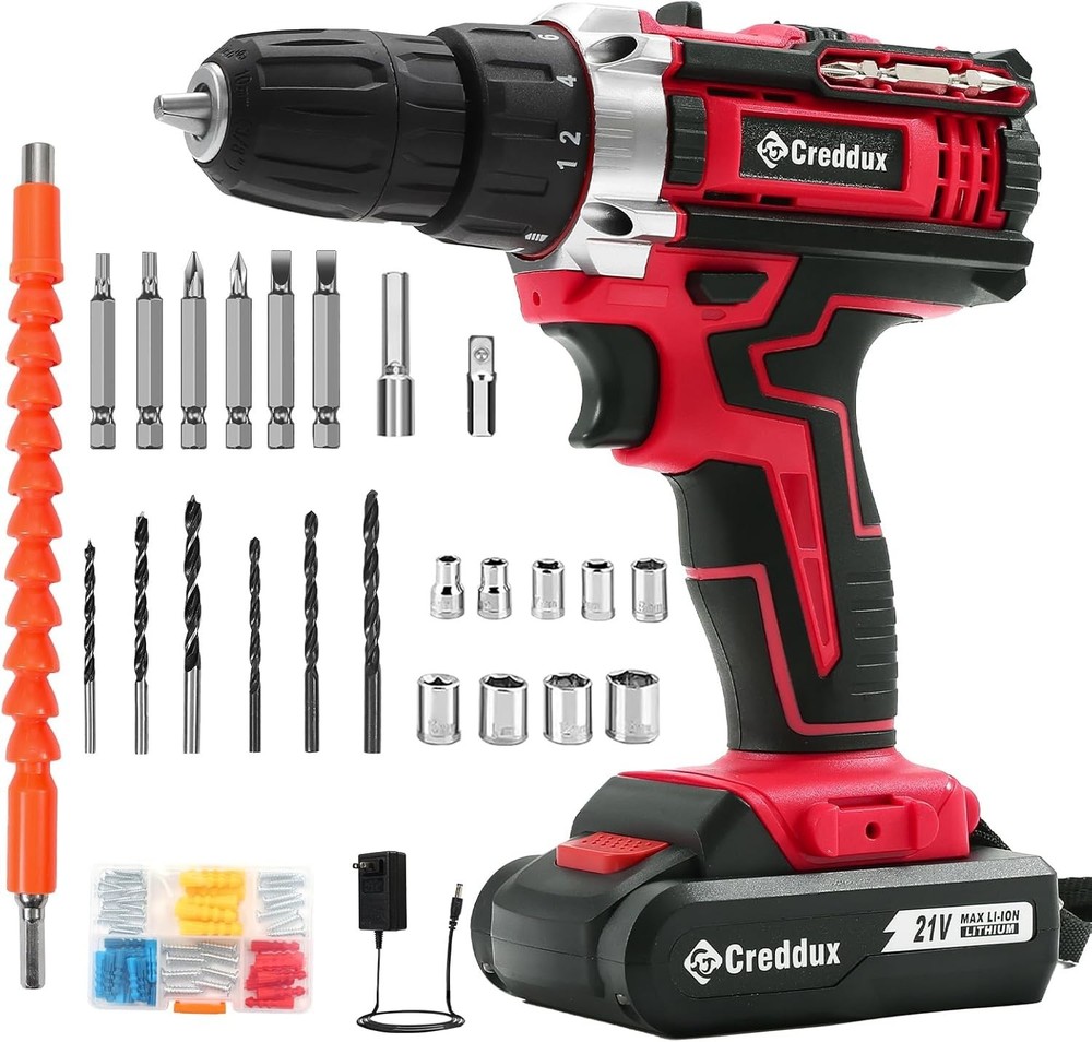 Lightweight 21V Cordless Drill with Variable Speed & Comfort Grip Handle