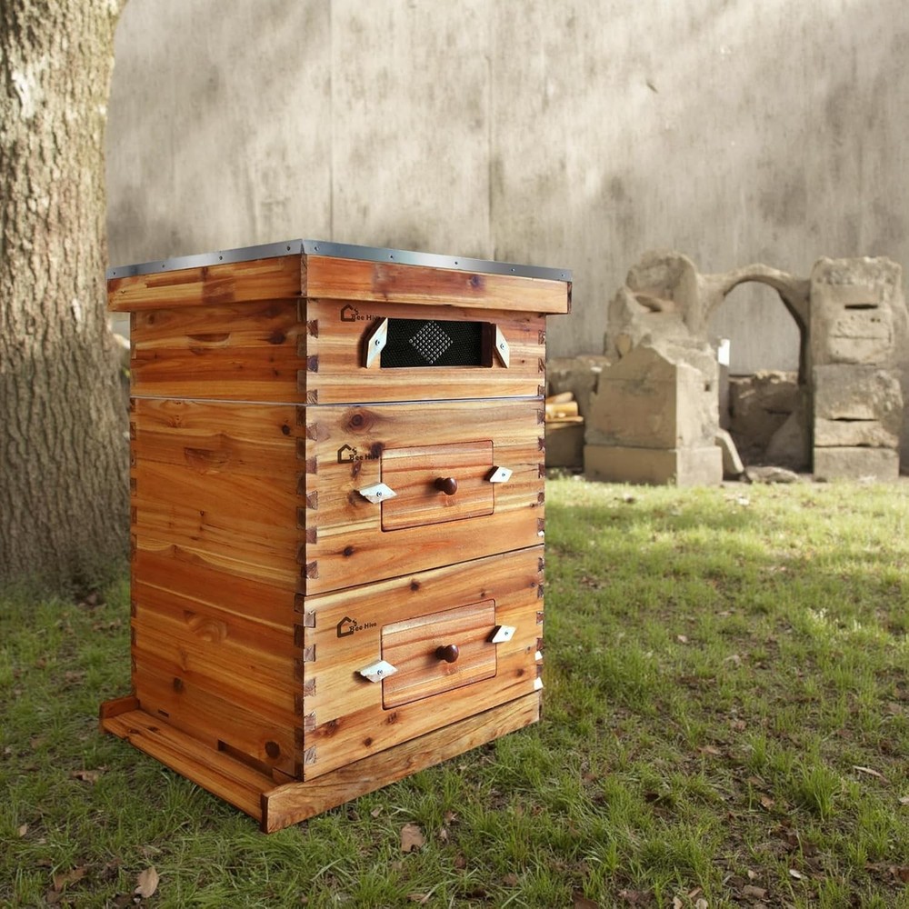 10-Frame Langstroth Bee Hive Kit, 2 Deep Boxes + 1 Medium Box