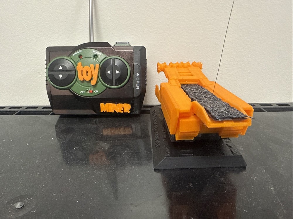 Remote Control Continuous Miner Toy 3D Print Orange With Base Plate Coal Mining￼