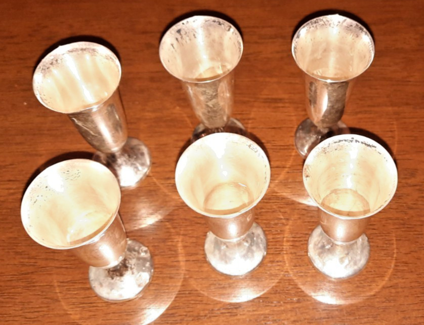 Gorham Sterling cordial goblets 3" 6 Quantity