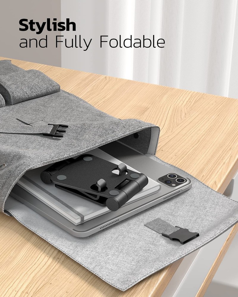 Nulaxy 2 Pack Dual Folding Cell Phone Stand, Fully Adjustable C-Black