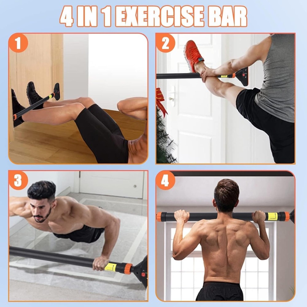 Pull Up Bar for Doorways with Level Meter and Adjustable Width Strength Training