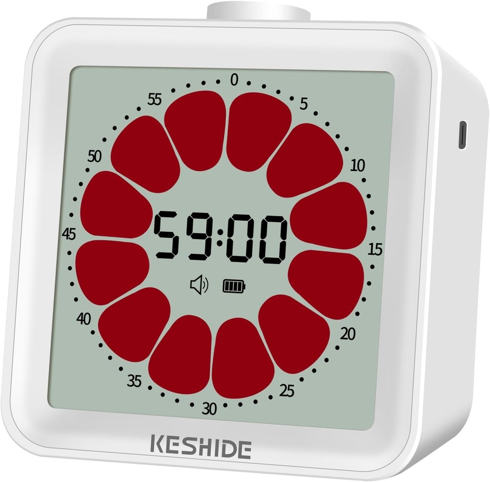 LCD Digital 60-Minute Visual Countdown Timer for Kids and Adults
