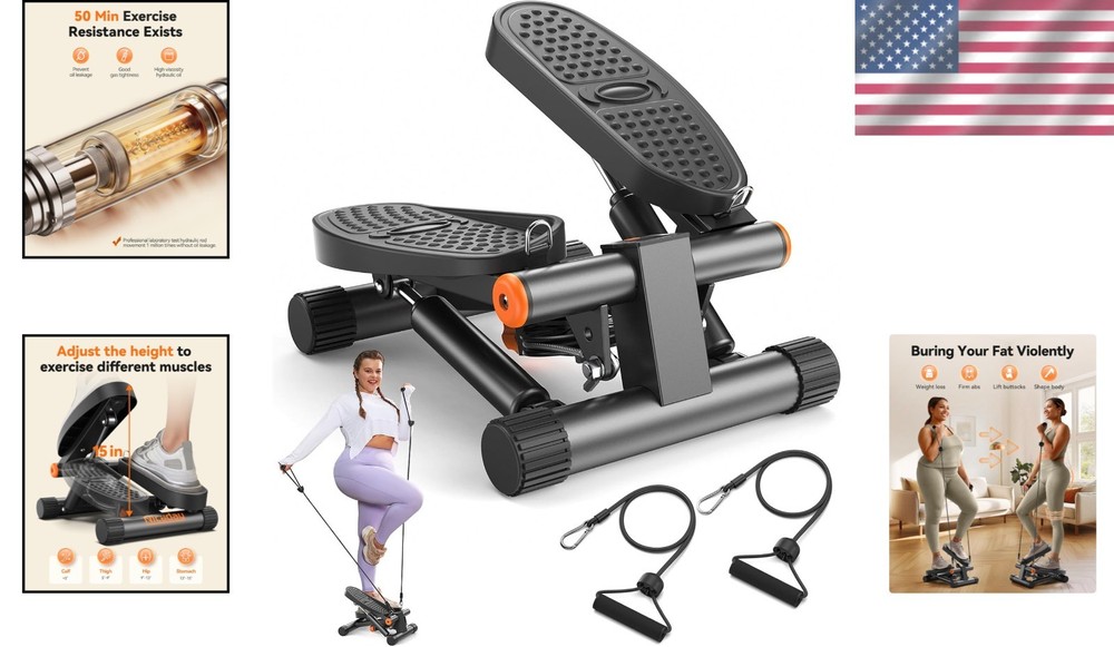 Durable Gray Exercise Stepper - Resistance Bands, Silent Operation, 2yr