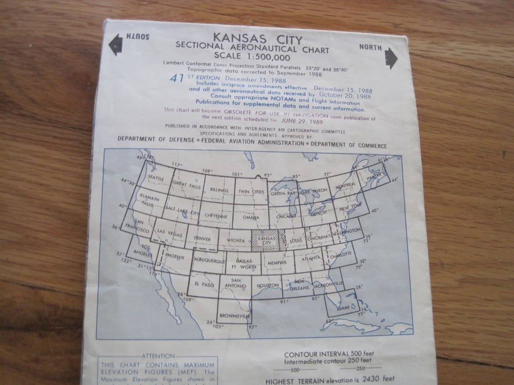 Aeronautical Chart Kansas City 1988