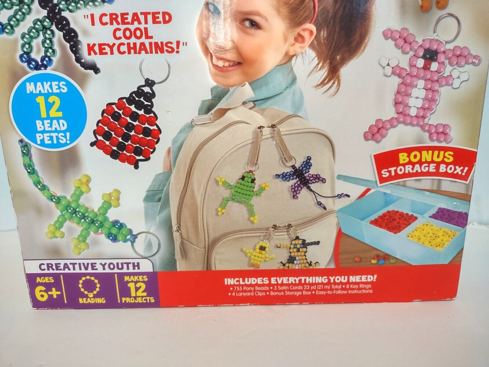Color Zone BEAD PETS Kit - Makes 12 Projects w/ Storage Box - Unopened