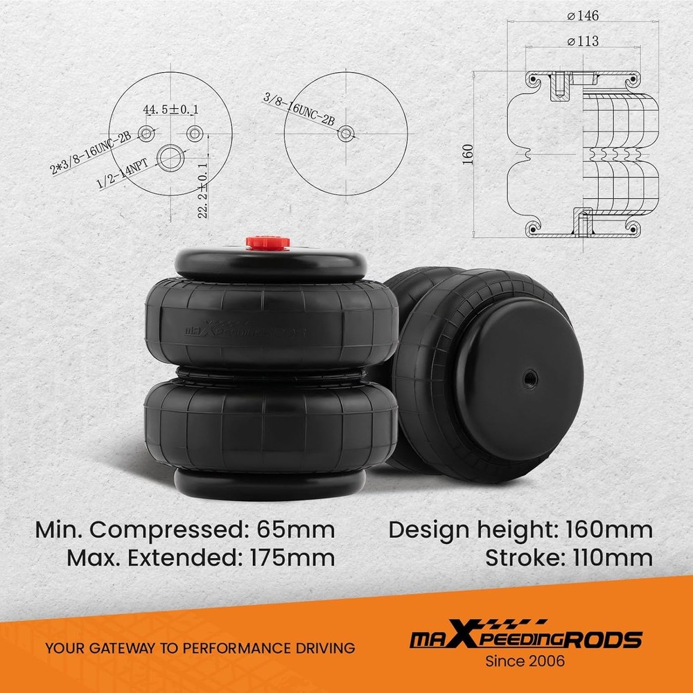 maXpeedingrods 2PCS Universal Air Suspension Spring Double Bellow