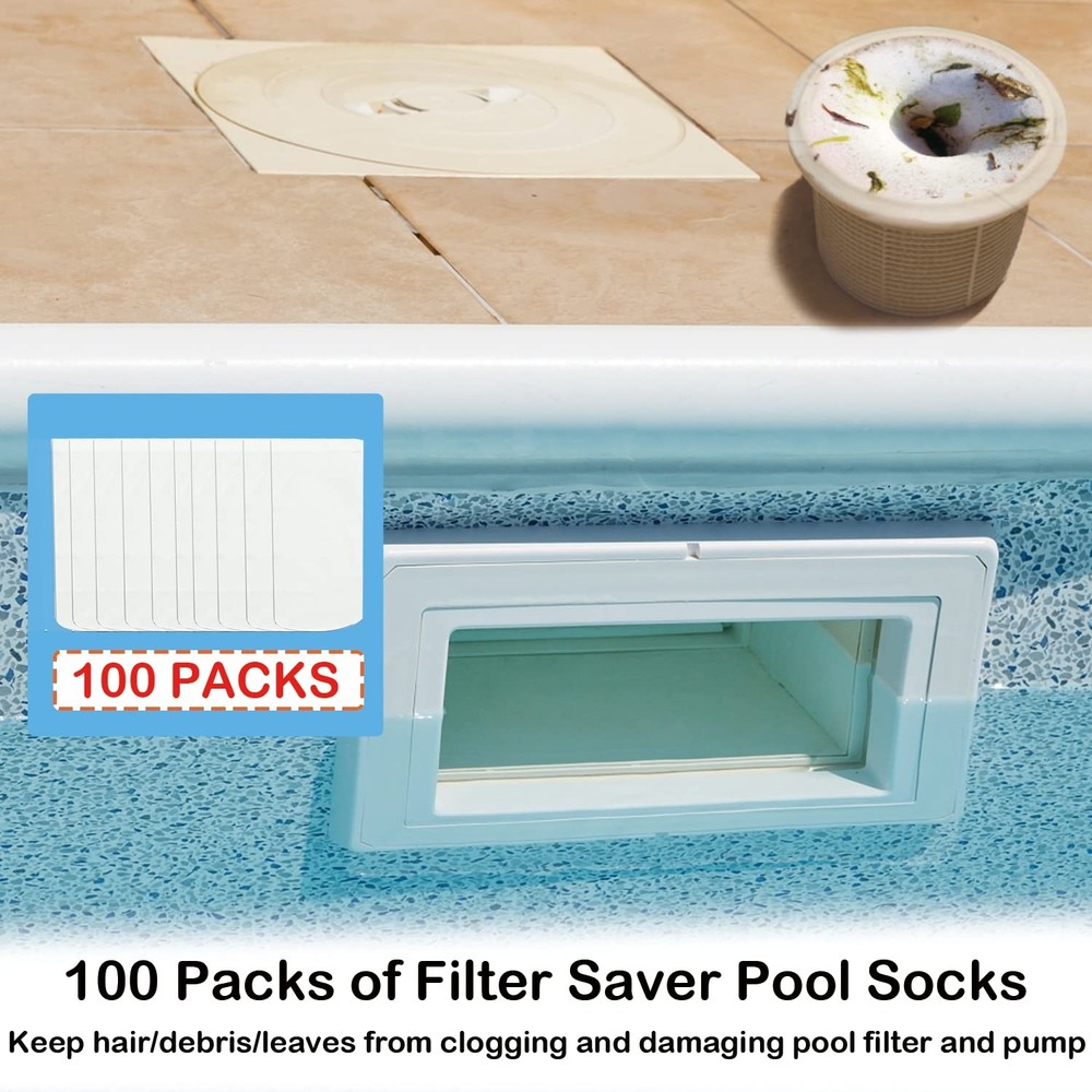 Pool Skimmer Socks Reusable Filter Basket Liners Mesh Net 100 Pcs