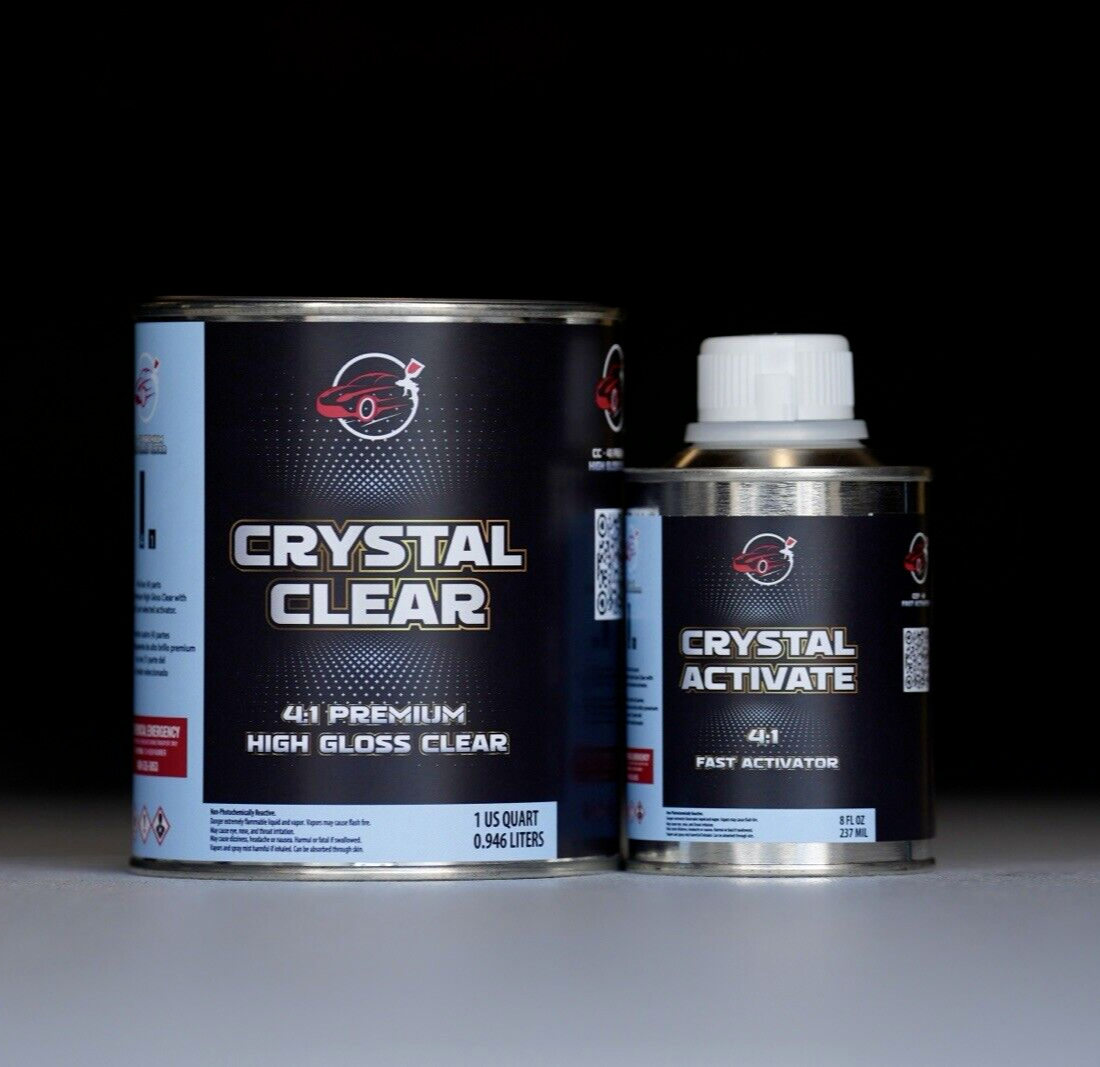 Crystal Clear 4:1 Automotive 2K High Gloss QUART Size Clearcoat Kit w/Hardener!