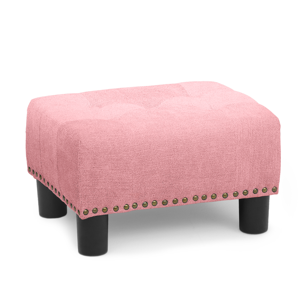 15" Rectangular Fabric Ottoman Classic Cube Upholstered Pink Lift Top Footstool