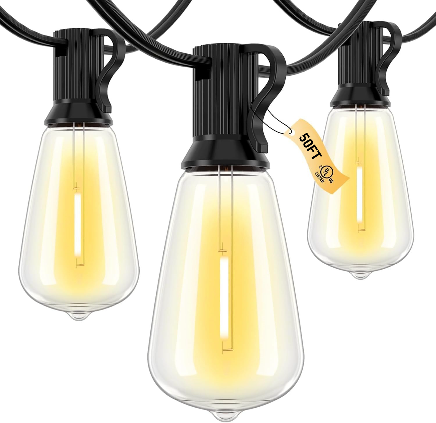 LED Outdoor String Lights, ST38 LED Patio Lights with E12 Edison Vintage Bulbs