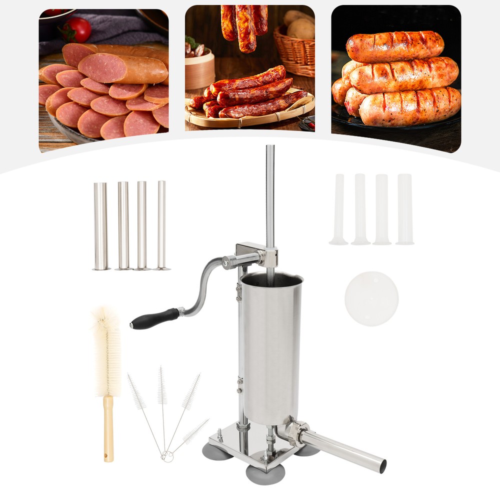 Homemade 8lbs 3.5L Vertical Sausage Stuffer Meat Filler Maker With 8pcs Tubes US