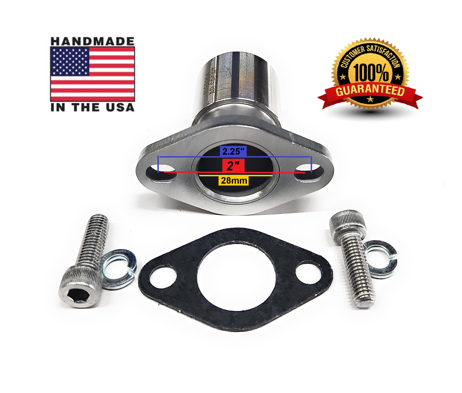 Exhaust Adaptor Male & Female 1" Flange for: Predator 420cc & 301cc, Honda GX270