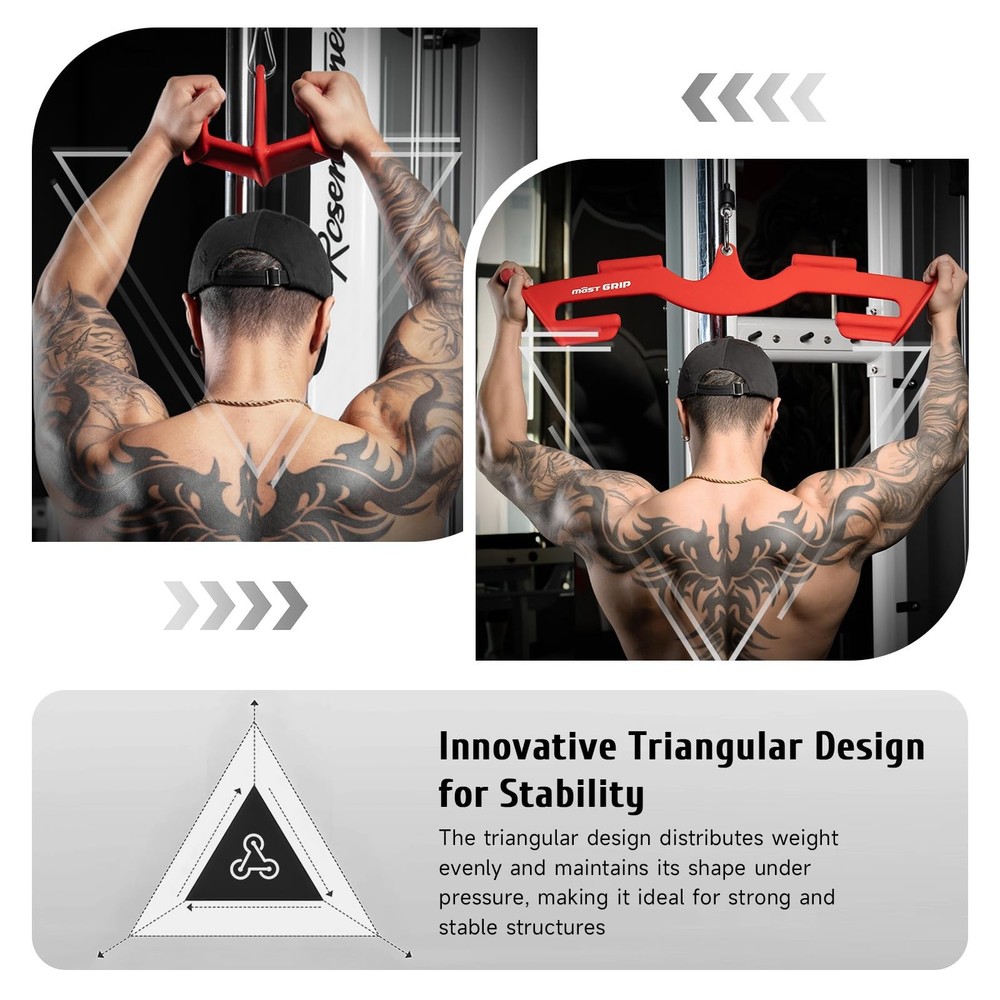 MOST GRIP LAT Pull Down Bars Set, Triangular Stability Pulldown Ruby Red