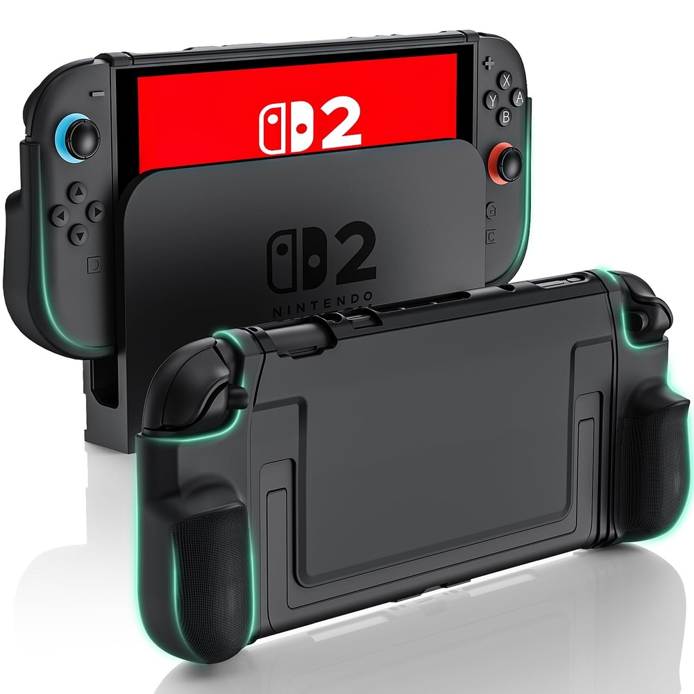 BHGift for Switch 2 Grip Case 2025, Upgraded Slim Switch 2 Dockable Protectiv...