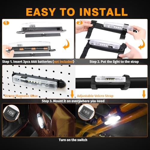 UTV Dome Light, Roll Bar Mount for UTV Interior Lights Battery Powered White