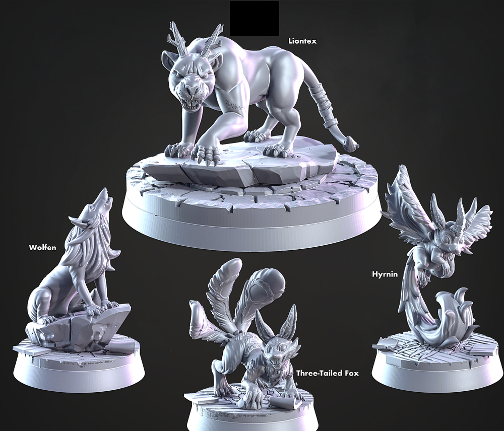 CastnPlay #845_Beasts (4 Miniatures) - no Base - 32mm