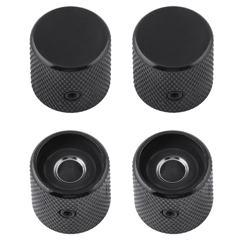 Guitar Control Knobs Flat Top Volume Tone Knobs 6mm Shaft Screw Type Metal Black