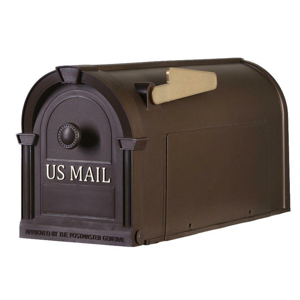 Decorative Mailbox Post-Mount Hampton Bronze Polypropylene Gold Lettering Flag