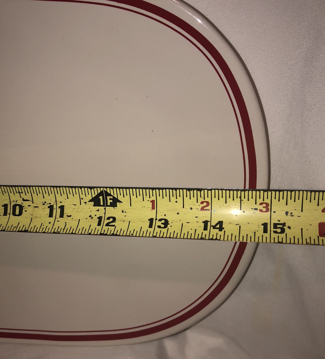 Rae Dunn Large “ Serve “ 15” Long Ceramic Platter Serving Red Line 😊