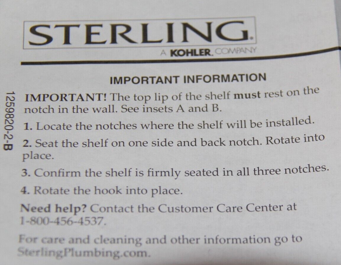 Sterling Store+ Bath/Shower System Family Wall Mounted Replacement Accessories