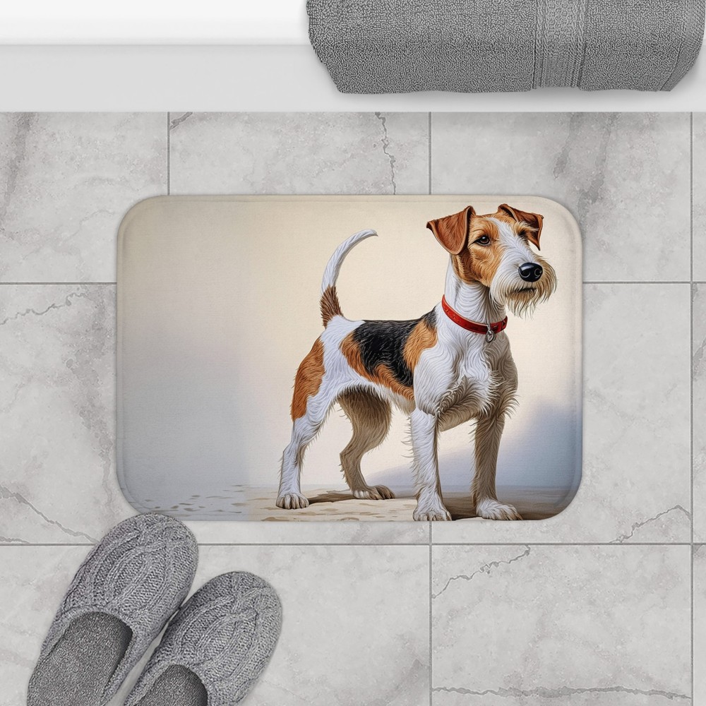 Wire Fox Terrier Bathroom Rug Mat -