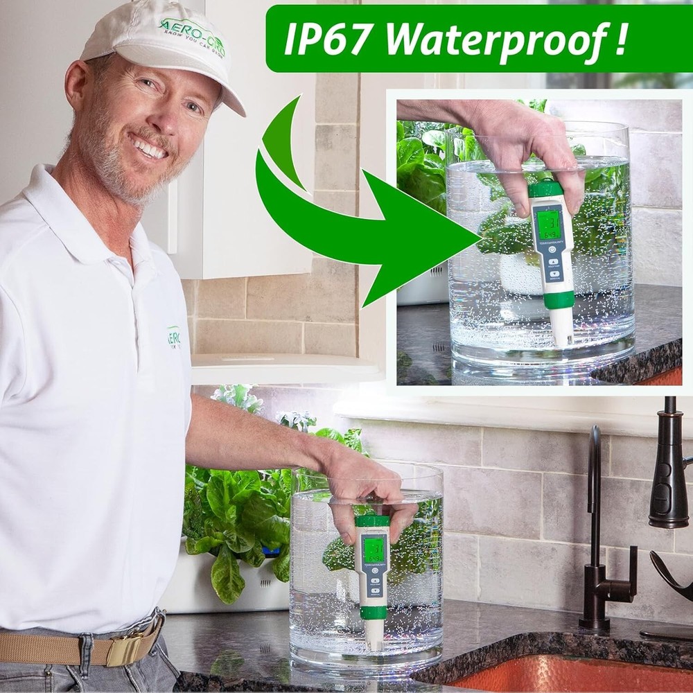 Versatile 5-in-1 Hydroponics & Aquarium Water Meter with Auto Temp Comp.