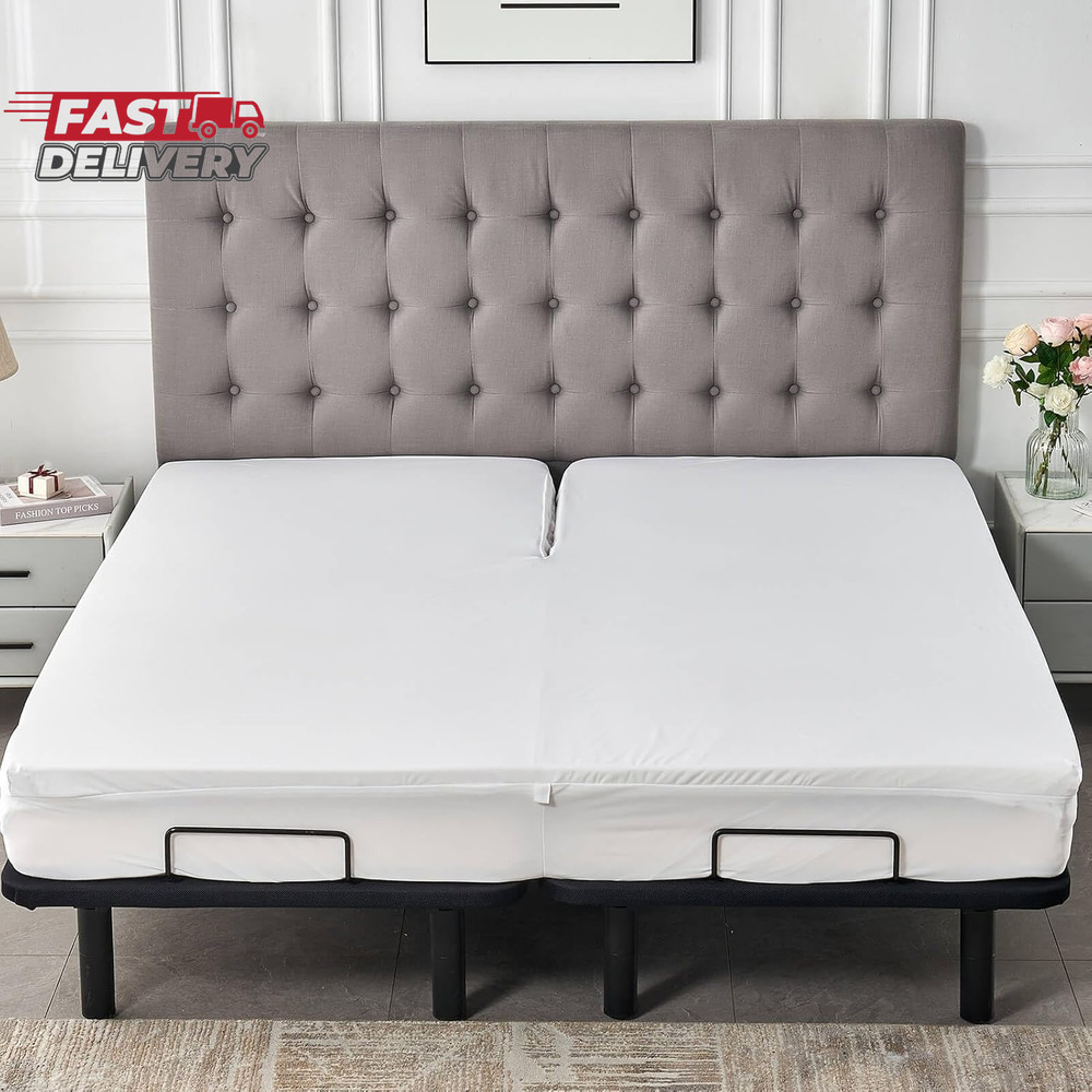 Waterproof 32-34 Split Top King Mattress Protector for Adjustable Bed Flex Head