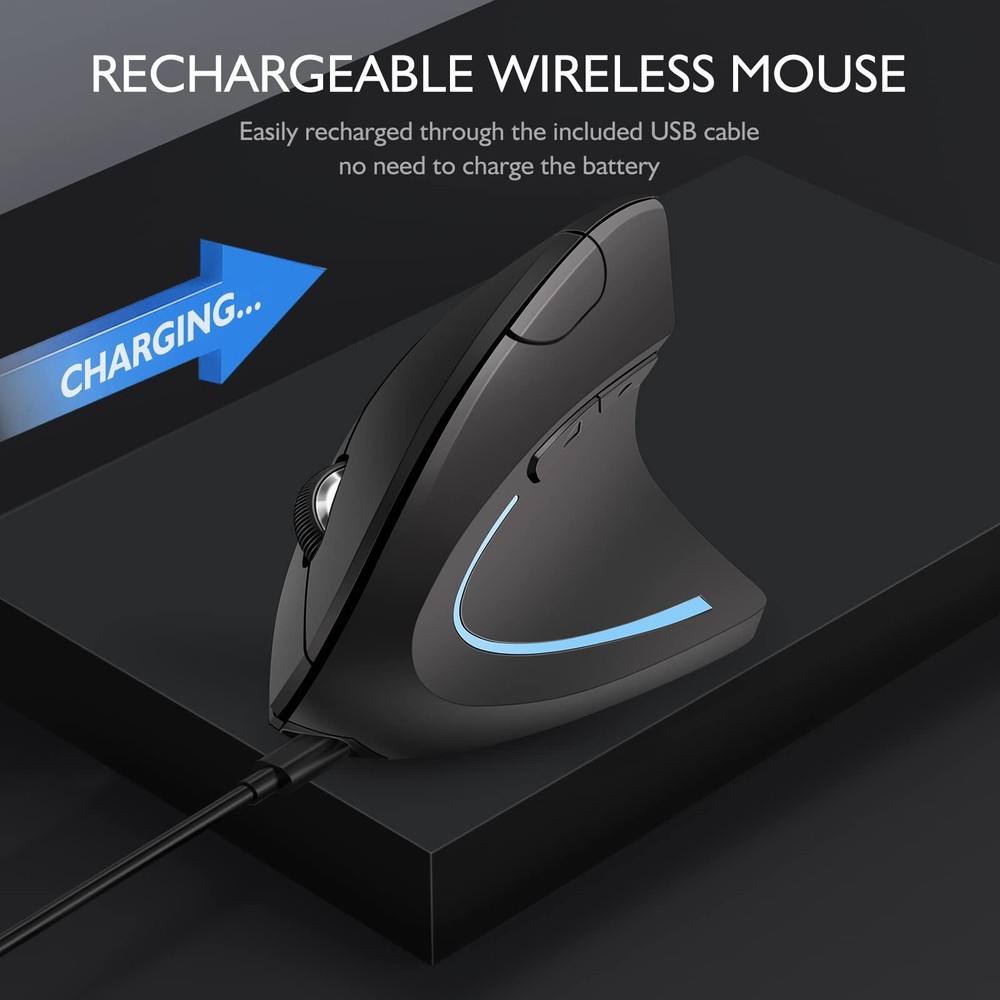 Ergonomic Mouse Wireless Bluetooth Vertical Mouse Three-mode Connection:BT5.0...