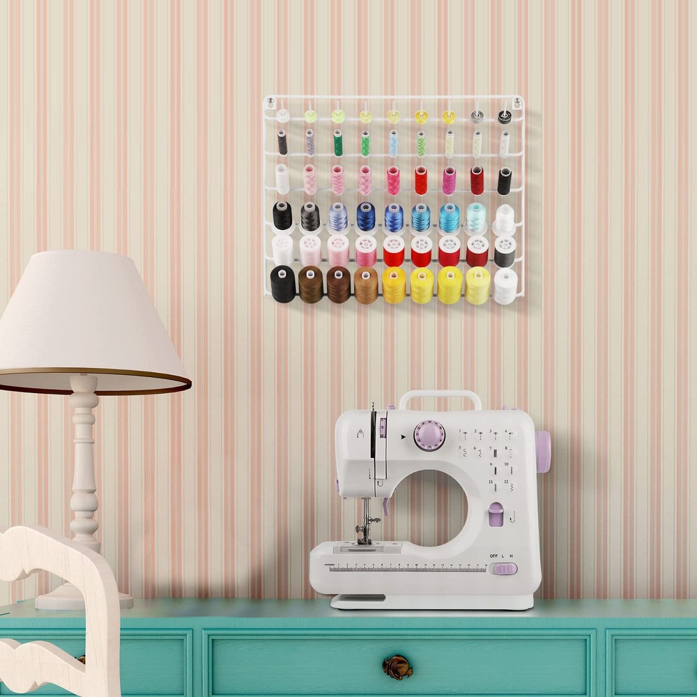 Thread Holder Wall 54-spool Sewing Thread Rack Wall Mount Embroidery Thread H...
