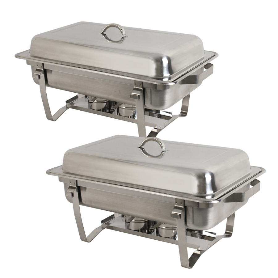 2 Packs Lot 2~8 Quart Stainless Steel Rectangular Chafing Dish Buffet Catering