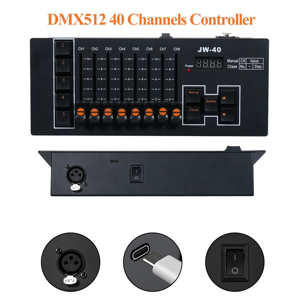 40 Channels DMX512 Stage Controller For Disco Lighting TYPE-C Battery Powered