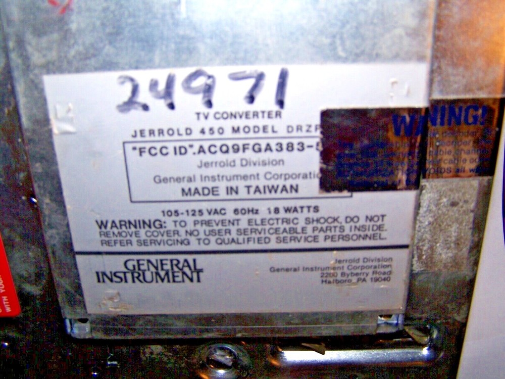Vintage JERROLD 450 General Instrument TV CONVERTER - Powers On / Untested