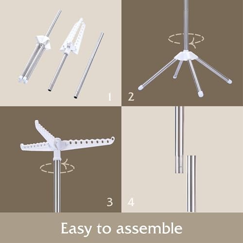 Clothes Drying Rack, Foldable Laundry Drying Rack, 1-Tier White + Silver