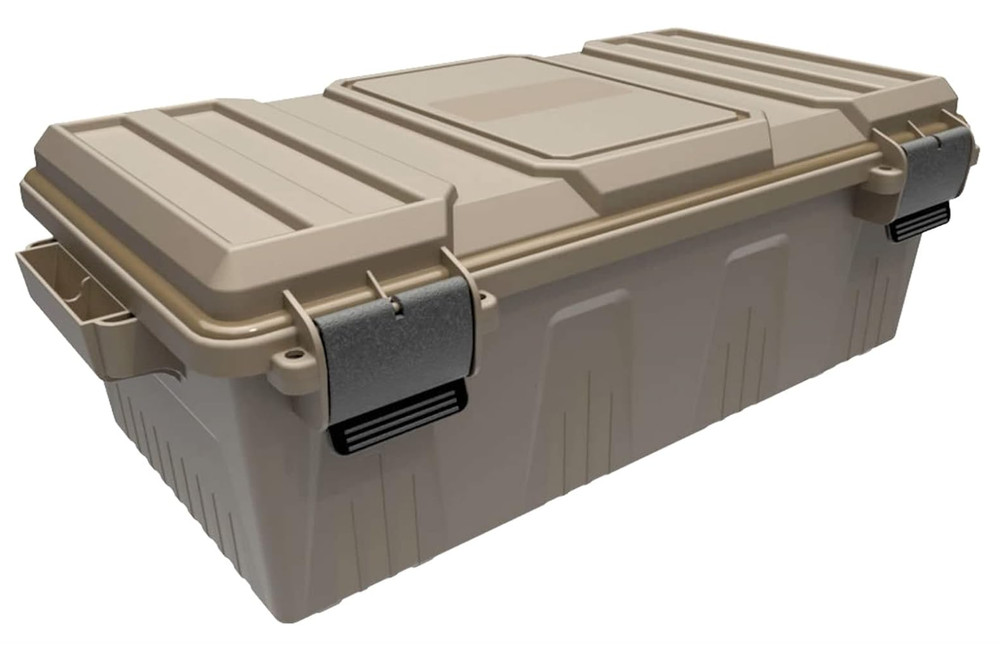 Divided Ammo Storage Crate Utility Box, Water- Resistant, Stackable, Snap Latch