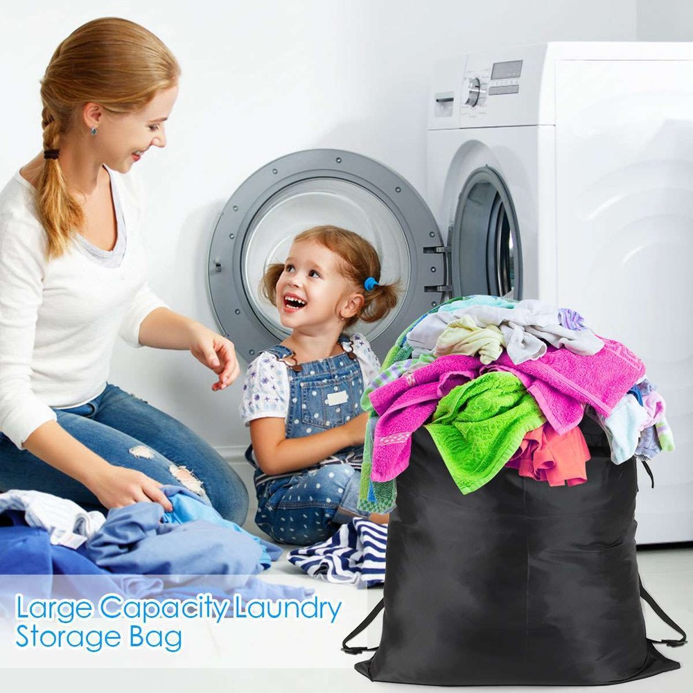 Large Laundry Bag Washing Clothes Storage Adjustable Strap Heavy Duty Drawstring