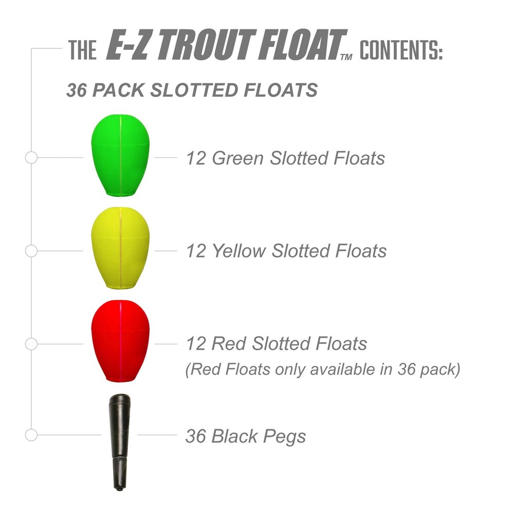 Trout Magnet E-Z Float Fishing Bobbers, Easy Depth 36 pack, Multi