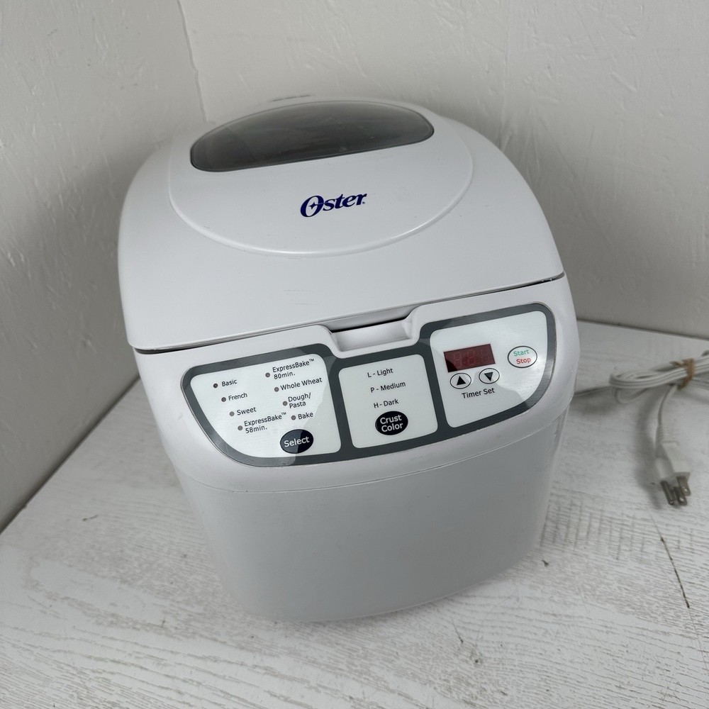 Oster Express Bake Electric Automatic 2 Lb Bread Maker Model 5838 White Tested