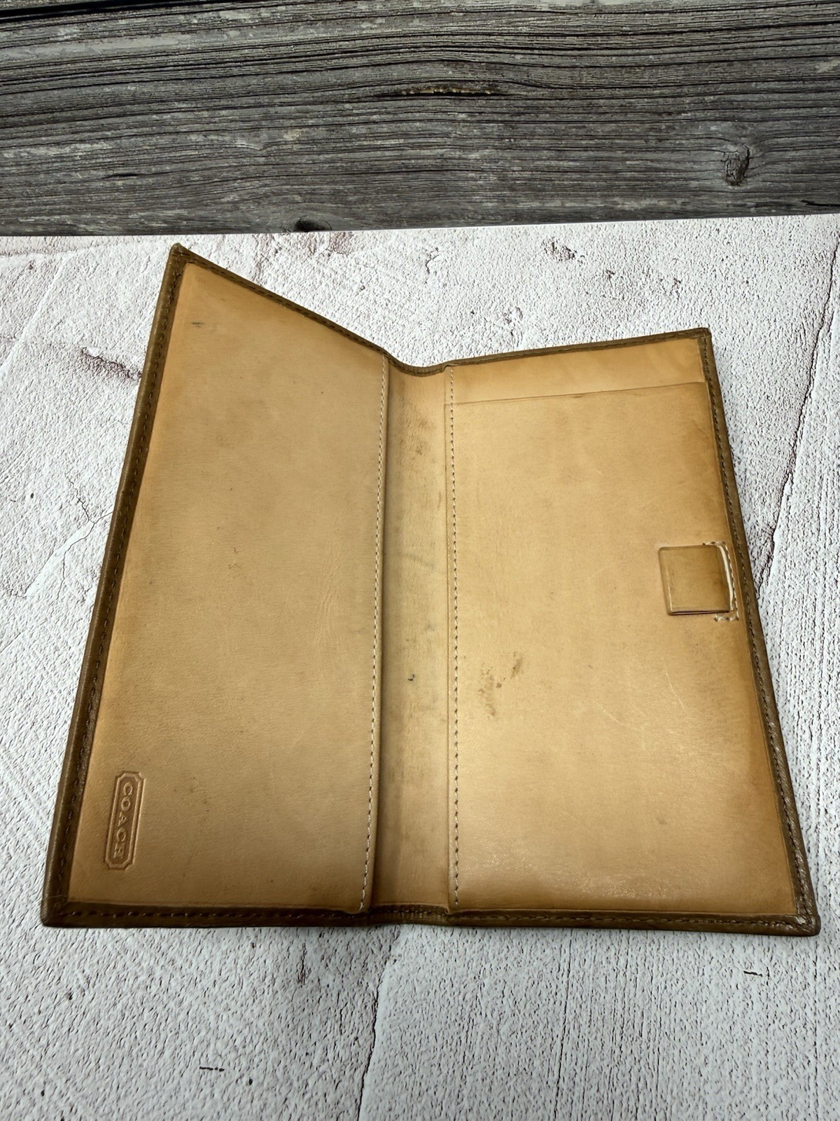 Coach Passport Holder Mini C Signature Logo Print ID Travel Card Case Brown