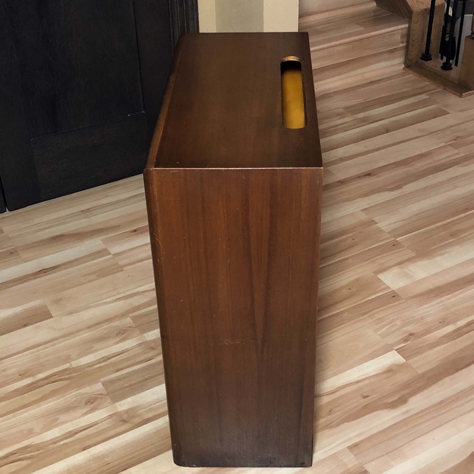 Midcentury Mahogany Wood Encyclopedia Bookcase Bookshelf Rounded Edges VTG MCM