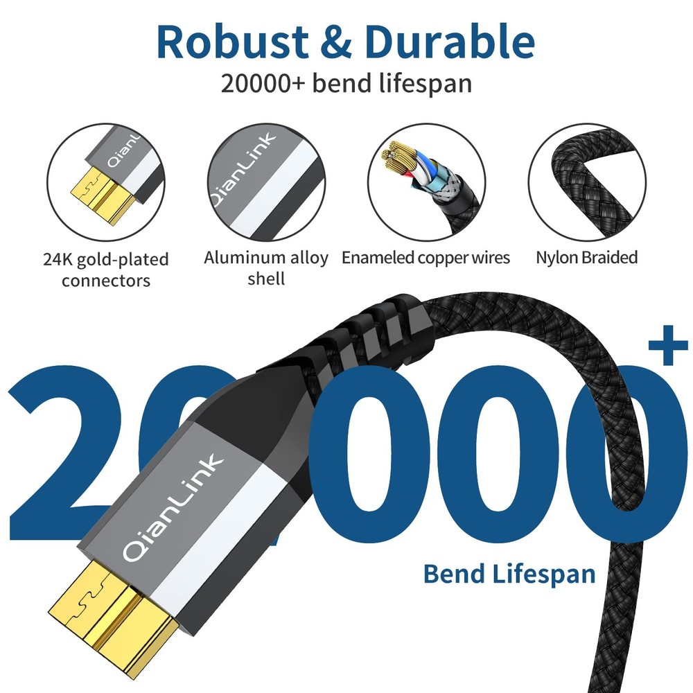10Gbps Micro B to USB C Hard Drive Cable 1.6FT External Hard Drive Cable
