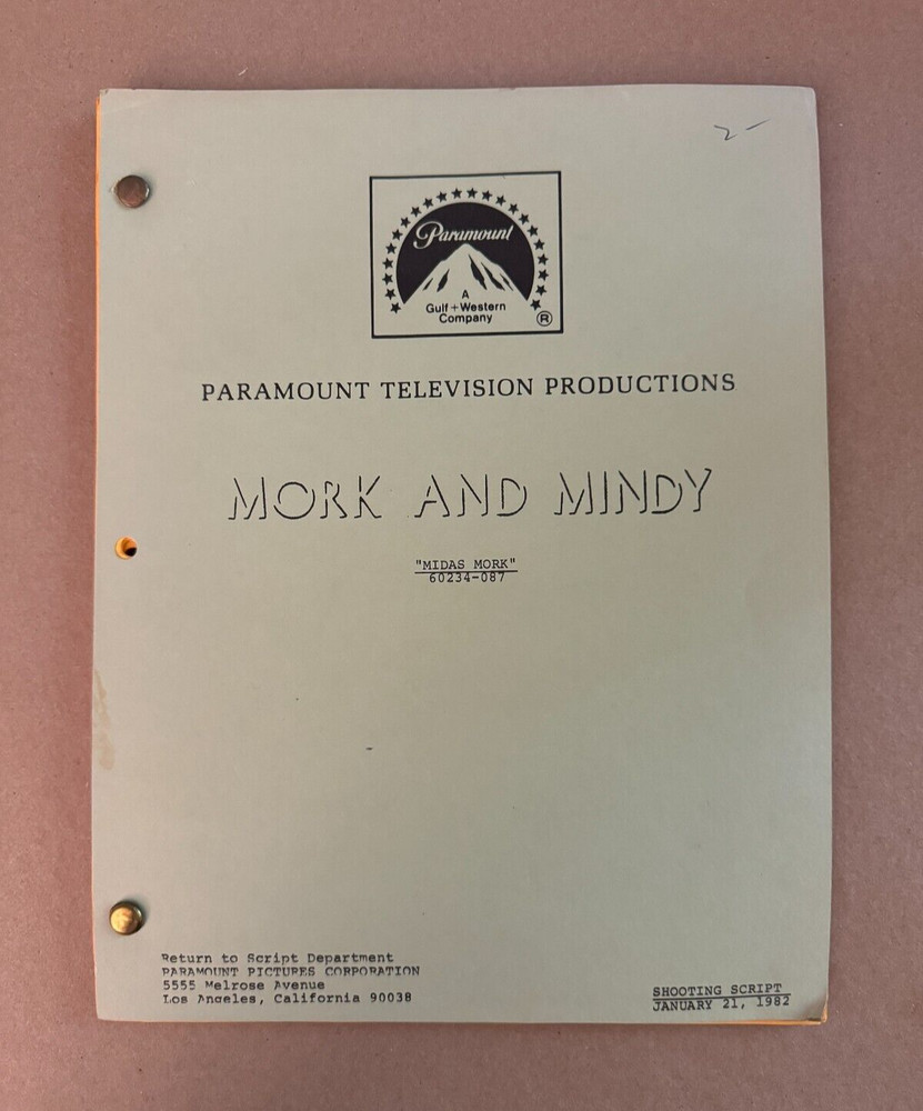 MORK AND MINDY Original Tv Show Shooting Script "Midas Mork"