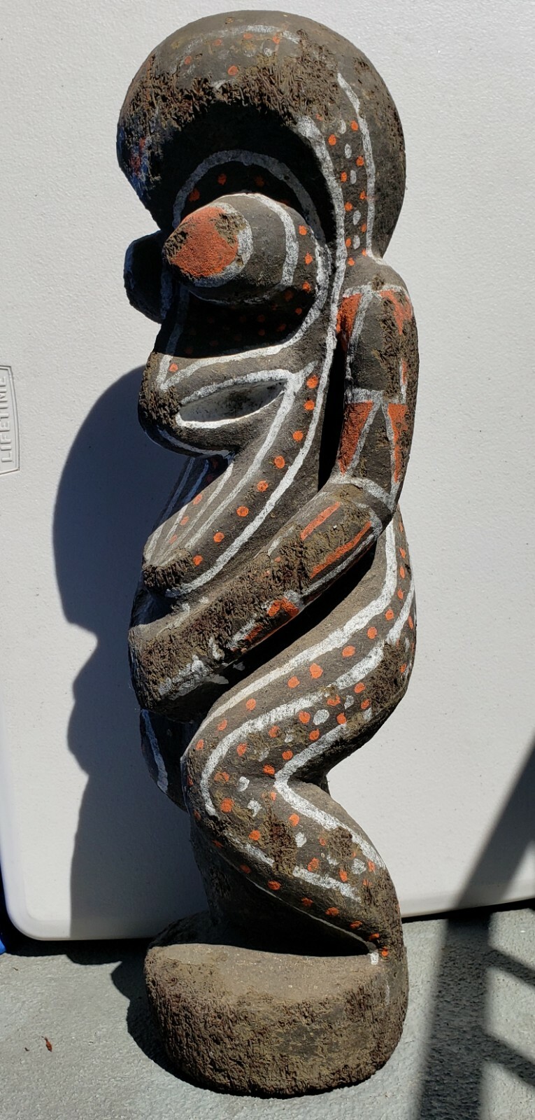 Vanuatu Large Painted Wood Sculpture Vintage Oceania