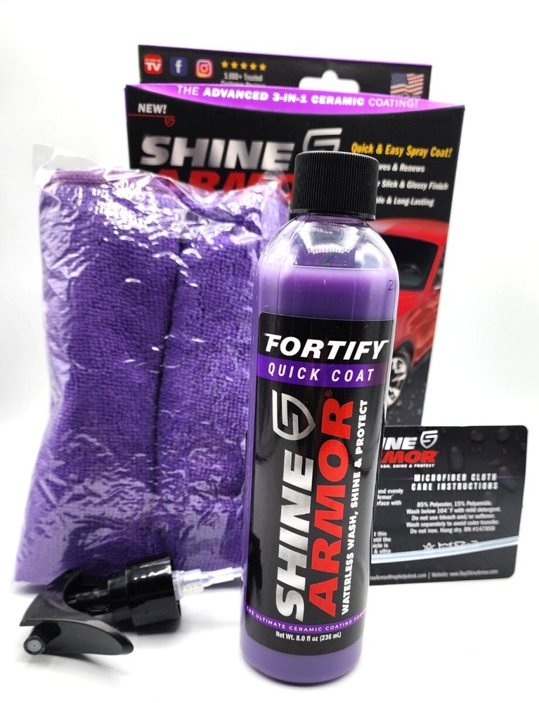 1 Kit-Shine Armor Fortify Quick Coat Ceramic Coating Spray &2 Microfiber Cloths