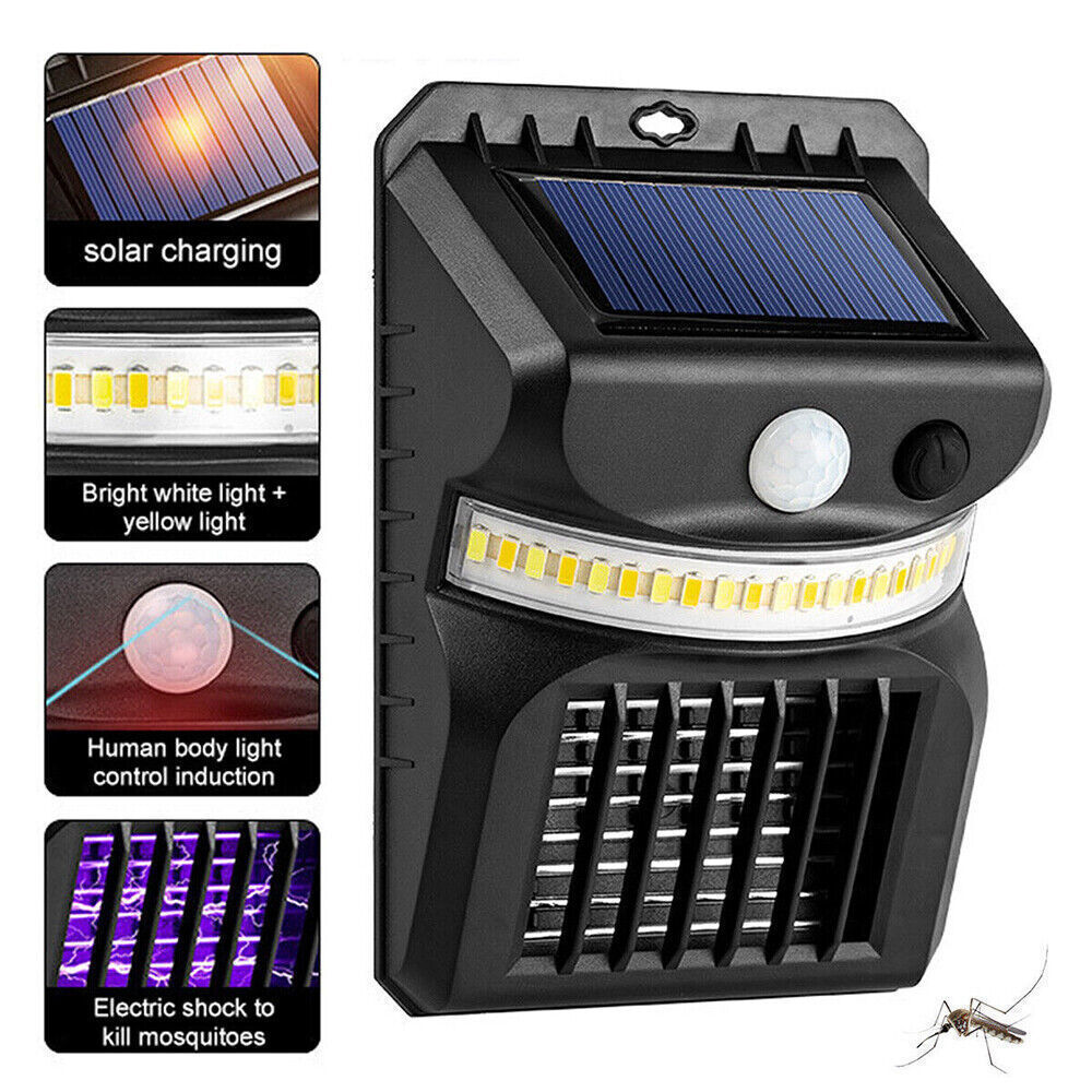 Solar Power Outdoor Mosquito Insect Killer LED Light Trap Fly Bug Zapper Lamps